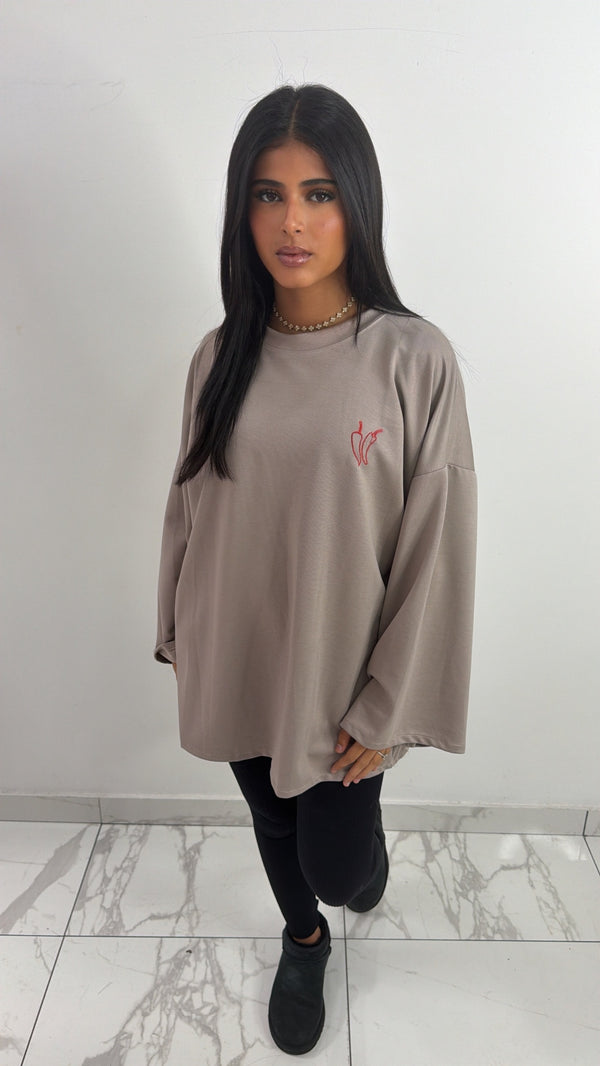 T-shirt à manche longue piment [ taupe ]