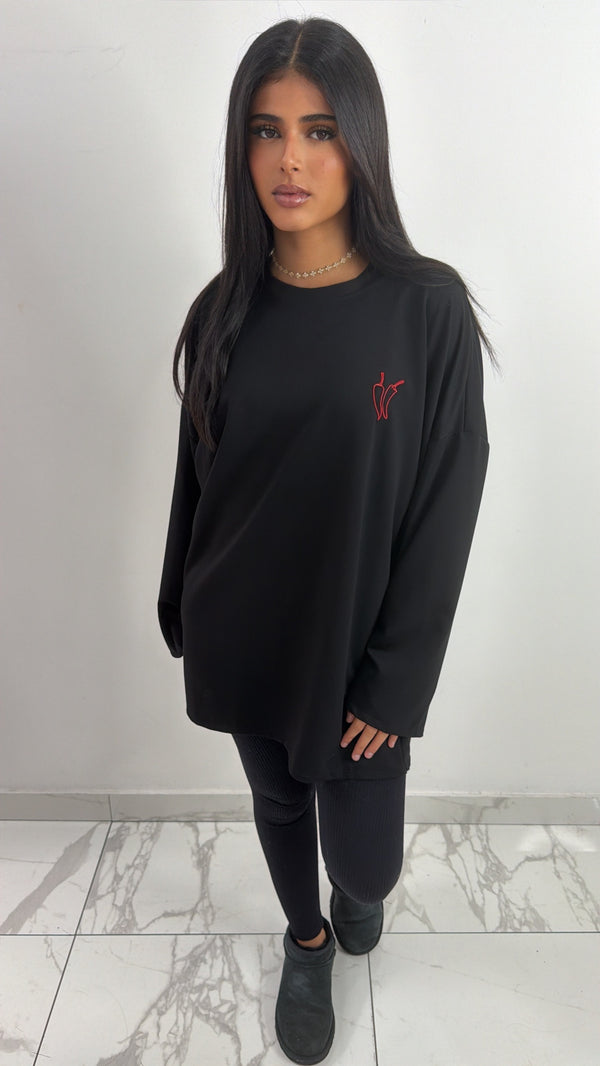 T-shirt à manche longue piment [ noir ]