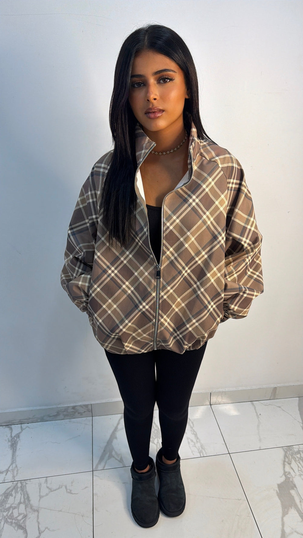 Veste à carreaux [ Taupe ]