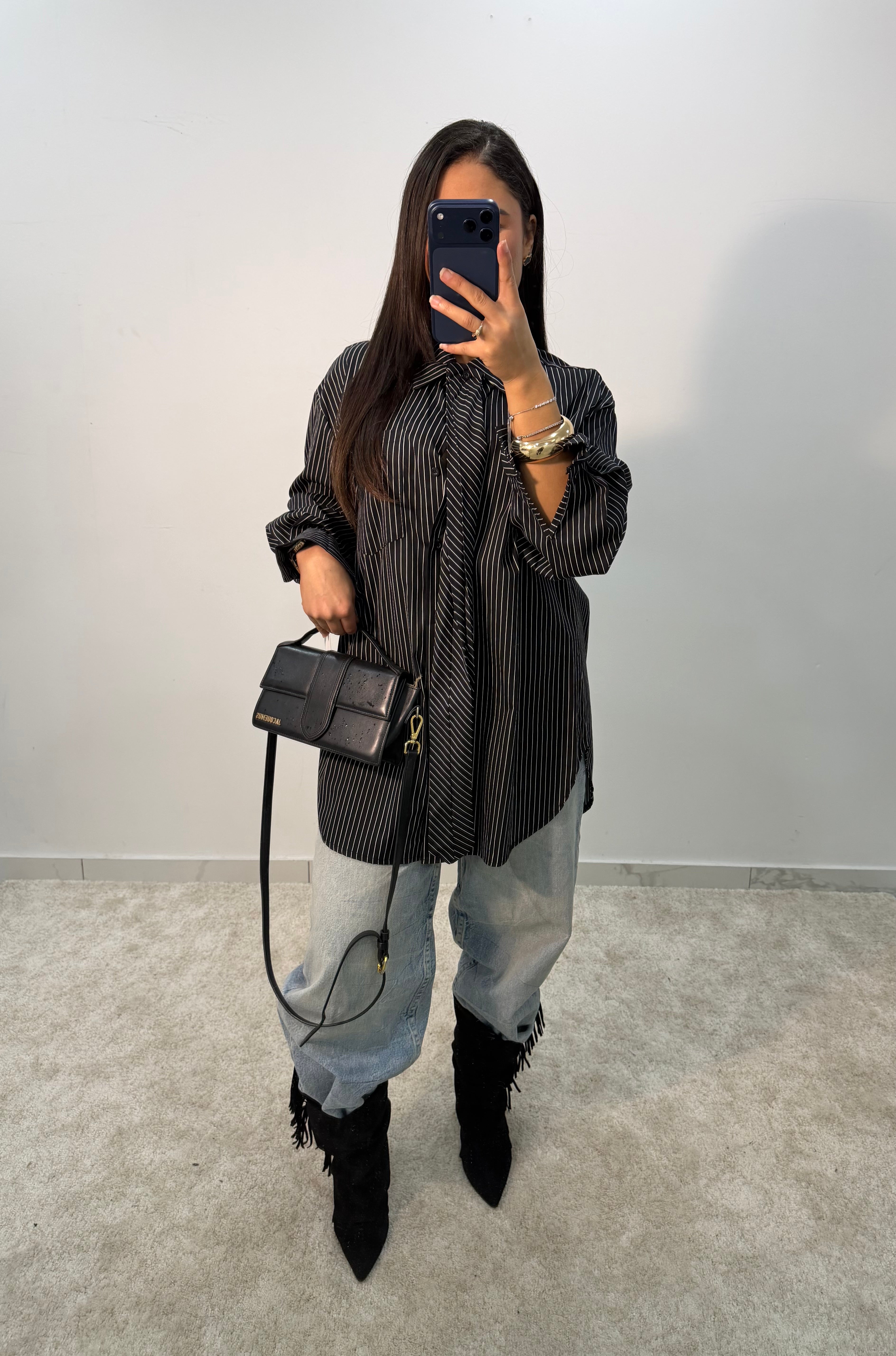 Chemise à rayure [ noir ]