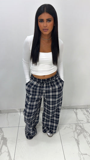 Pantalon à carreaux Malia [ Bleu ]