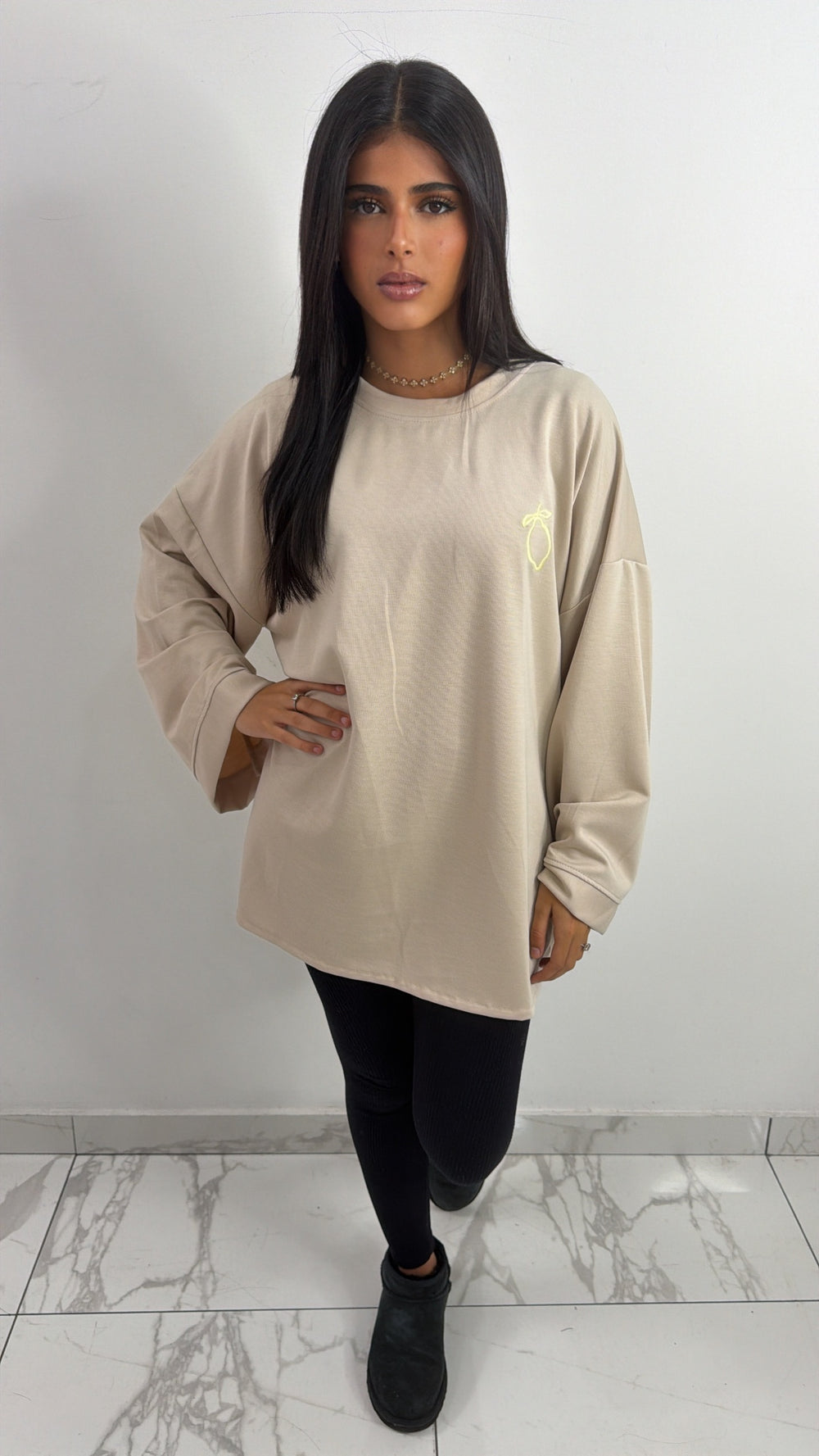 T-shirt à manches longues citron [ beige ]