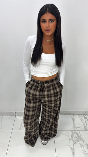 Pantalon à carreaux Malia [ Marron ]