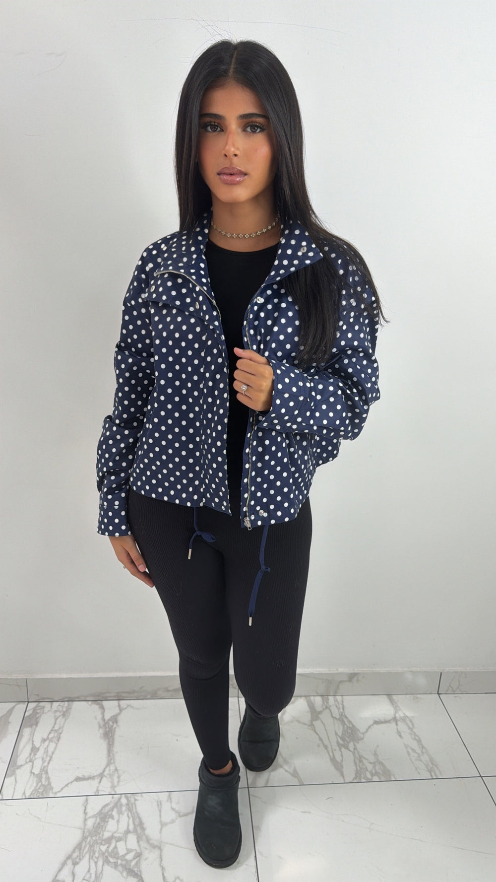 Veste à pois [ bleu marine ]